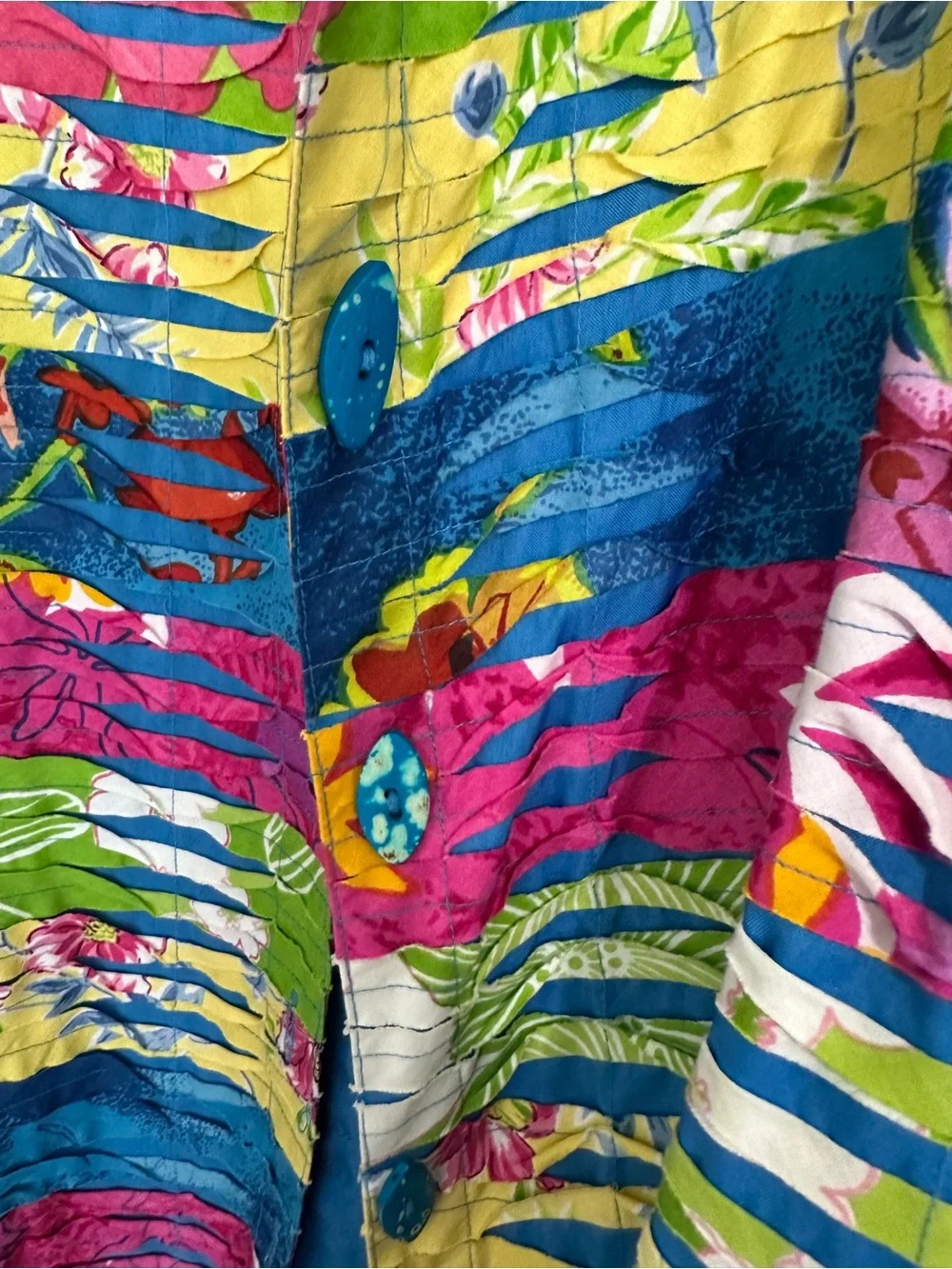 Tropical Stripe Relaxed Blazer Jacket in Blue, Pink & Green - Picture 4 of 4